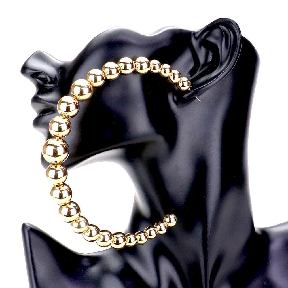Gold Oversized Metal Ball Half Hoop Statement Earrings